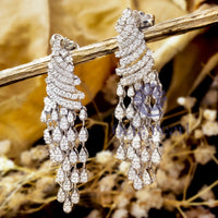 Round Moissanite Teardrop Style Chandelier Drop Earrings For Wedding Bridal