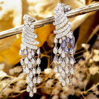 Round Moissanite Teardrop Style Chandelier Drop Earrings For Wedding Bridal