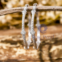 Round Cut Moissanite Floral Motif Vintage Retro Hoop Earrings