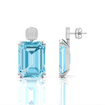 Aqua Emerald Cut CZ Stone Stud Or Dangle Earrings For Party Wear- Birthday Gift