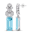 Aqua Emerald Cut CZ Stone Antique Vintage Style Drop Dangle Earrings