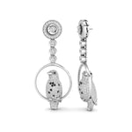 Black & White Round Cut CZ Stone Bird Inspire Drop Dangle Earrings For Women