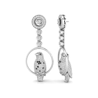 Black & White Round Cut CZ Stone Bird Inspire Drop Dangle Earrings For Women