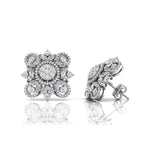 Round & Marquise Cut CZ Stone Frame Floral Inspire Stud Earrings (5 5/9 TCW)