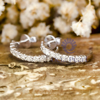 Round Cut Moissanite Half Hoop Push Back Earrings For Wedding Gift