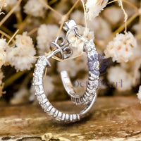 Round Cut Moissanite Half Hoop Push Back Earrings For Wedding Gift