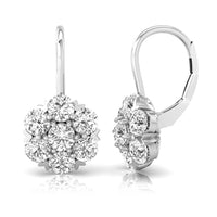 Flower Motif Cluster Drop Dangle Earrings With Round Moissanite