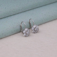 Flower Motif Cluster Drop Dangle Earrings With Round Moissanite - alternate view