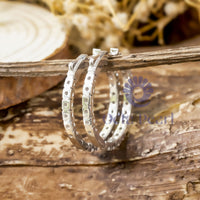 Round Cut Moissanite Inside Outside Huggie Hoop Earrings For Wedding Gift