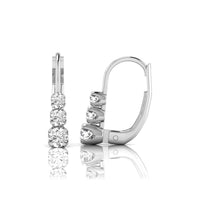 Round Cut Moissanite Three Stone Lever back Stud Earrings For Girl & Women