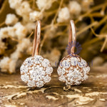 Round Cut Moissanite Floral Halo Drop Hook Earrings For Daily Wear