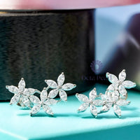 Party Wear Marquise Cut CZ Stone Floral Design Stud Earrings