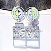 Party Wear Geometric Enamelled Drop Earrings For Women