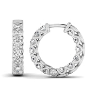 Inside Outside Round Cut Moissanite Small Huggie Earrings