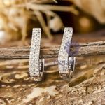 U Shape Two Row Huggie Earrings In Round Cut Moissanite