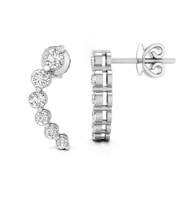 Single Prong white gold Stud Earrings