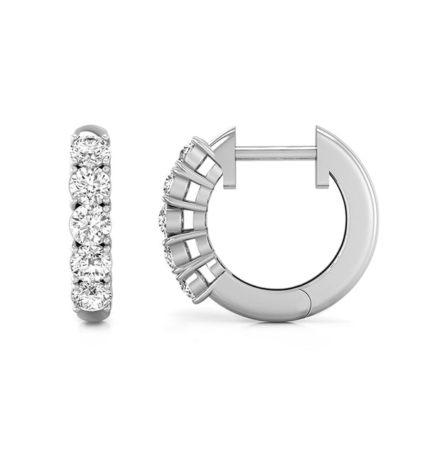 Round Cut Moissanite Five Stone Clip-On Huggies Earrings