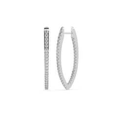 Round Cut Moissanite Inside Outside "V" Shape Hoop Earrings