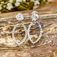 Round Moissanite Open Marquise Drop Earrings In 10K Gold