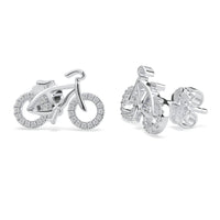 Round Moissanite Dainty Minimalist Bicycle Stud Earrings
