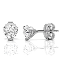 Round Moissanite Three Prong Solitaire Push Back Stud Earrings