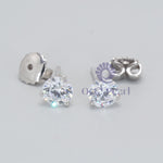 Solitaire Stud Push Back Earrings Round Moissanite