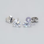 Round Moissanite Solitaire Stud Push Back Earrings