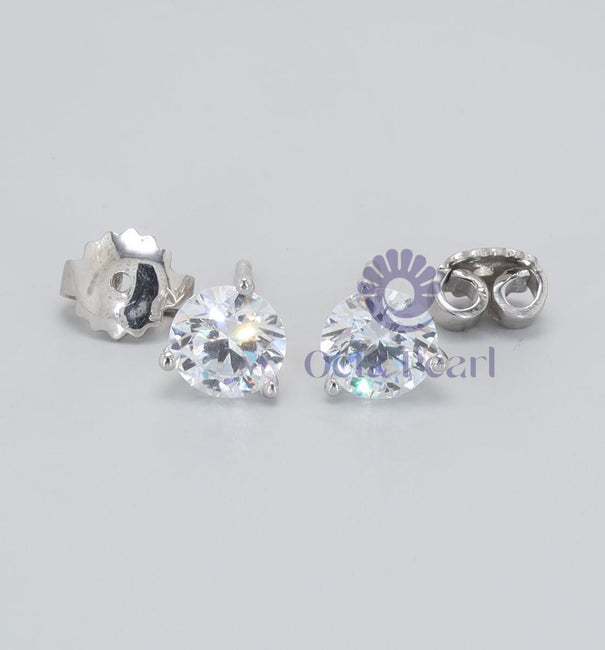 Round Moissanite Solitaire Stud Push Back Earrings