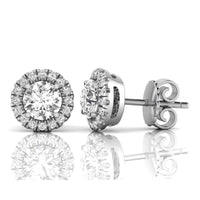 Halo Moissanite Stud Earrings Push Back