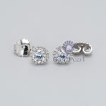 Halo Moissanite Stud Earrings Push Back