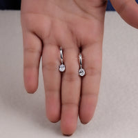 Moissanite dangle hoops, huggie hoop earrings with Moissanite, oval cut Moissanite jewelry, drop earrings with solitaire stone, minimalist Moissanite earrings