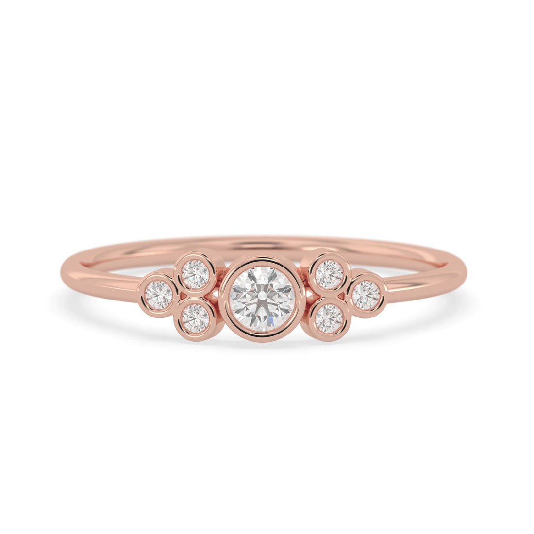 OctaPearl Bezel Set Lab Grown Diamond Floral Cluster Minimalist Engagement Ring