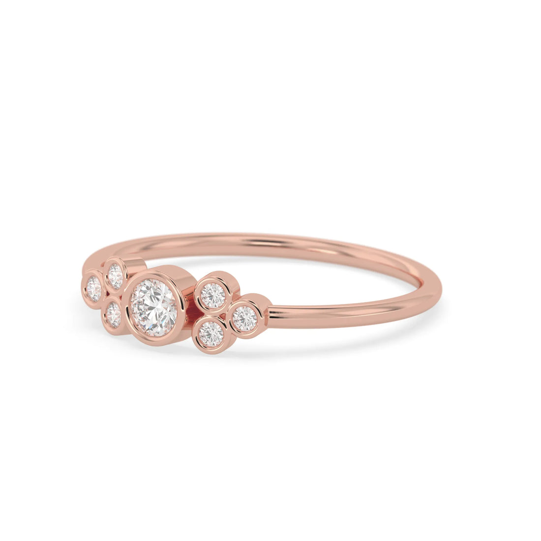 OctaPearl Bezel Set Lab Grown Diamond Floral Cluster Minimalist Engagement Ring