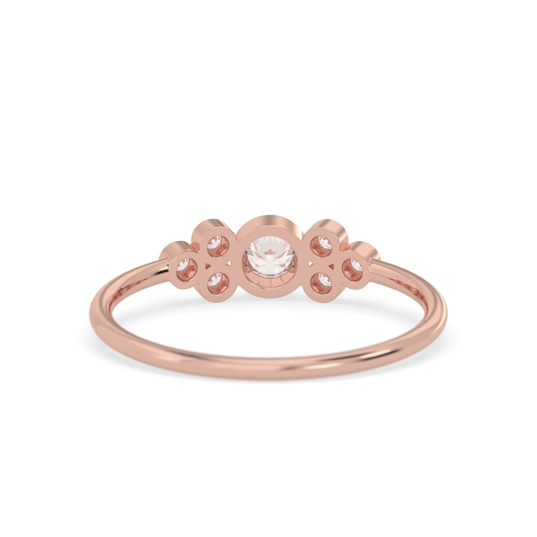 OctaPearl Bezel Set Lab Grown Diamond Floral Cluster Minimalist Engagement Ring