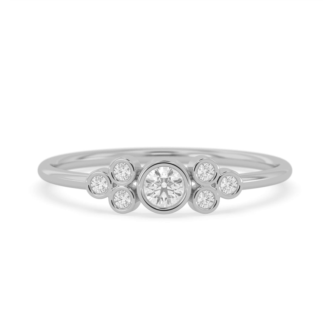 OctaPearl Bezel Set Lab Grown Diamond Floral Cluster Minimalist Engagement Ring