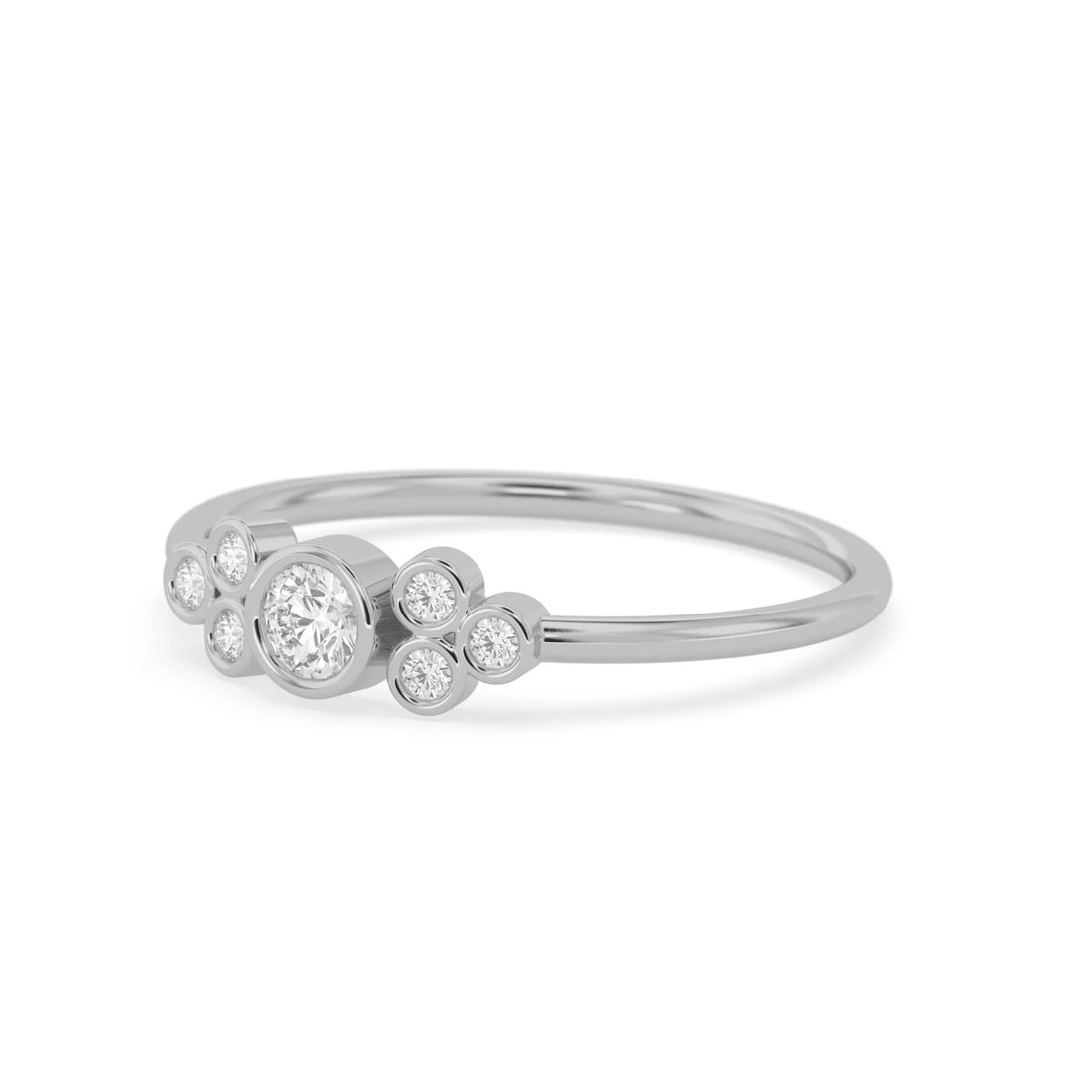 OctaPearl Bezel Set Lab Grown Diamond Floral Cluster Minimalist Engagement Ring