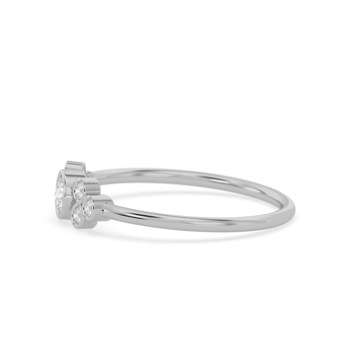 OctaPearl Bezel Set Lab Grown Diamond Floral Cluster Minimalist Engagement Ring