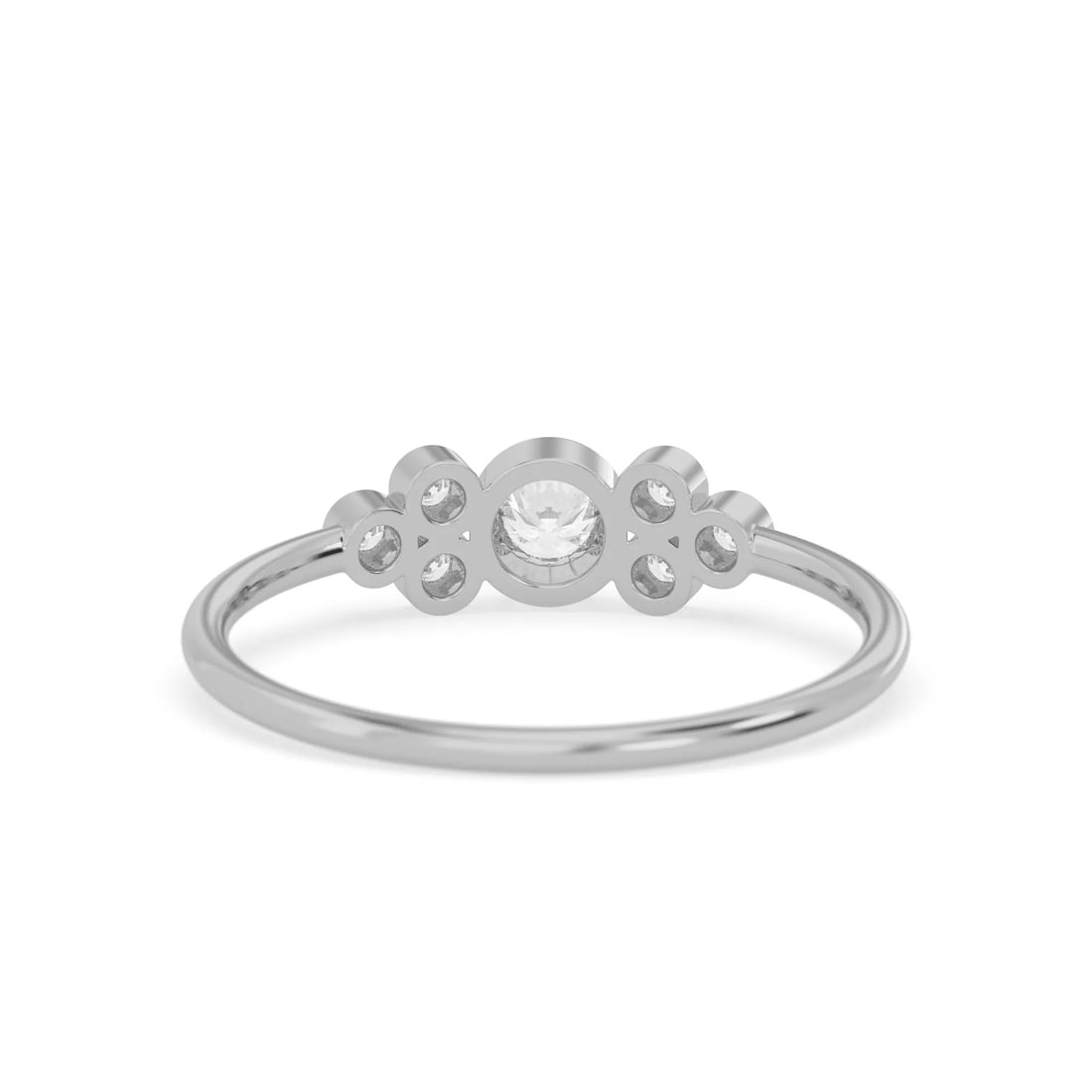 OctaPearl Bezel Set Lab Grown Diamond Floral Cluster Minimalist Engagement Ring