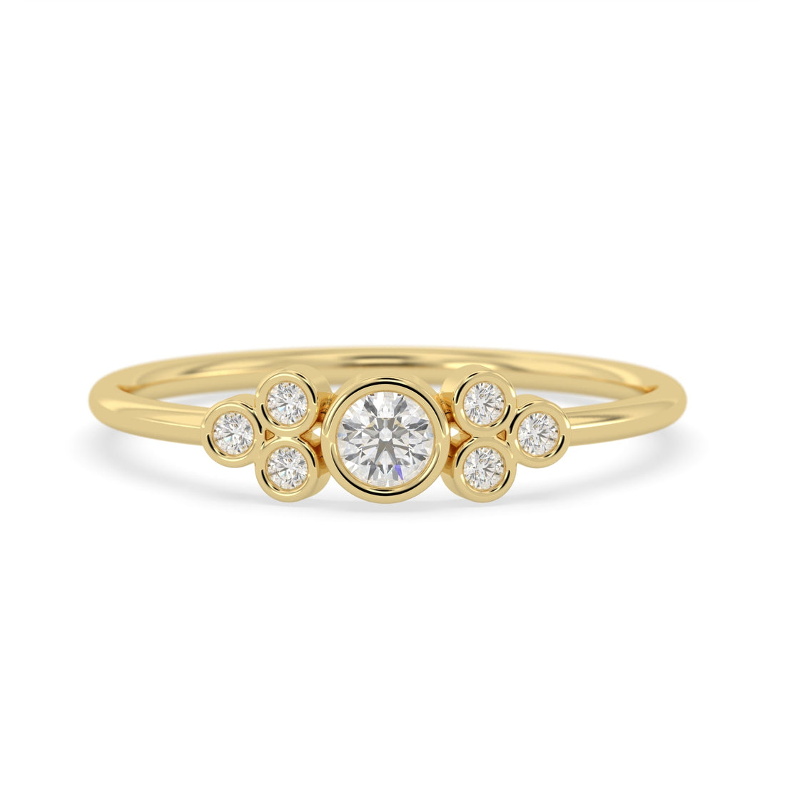 OctaPearl Bezel Set Lab Grown Diamond Floral Cluster Minimalist Engagement Ring
