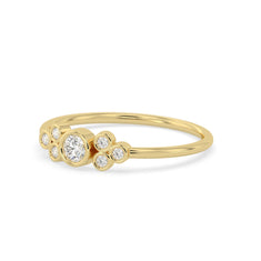 OctaPearl Bezel Set Lab Grown Diamond Floral Cluster Minimalist Engagement Ring - alternate view