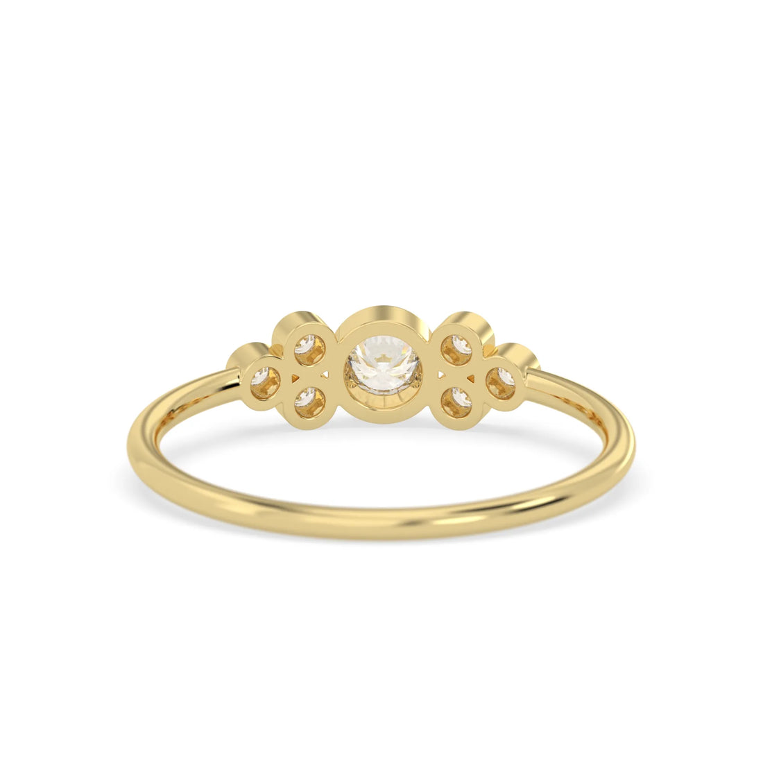 OctaPearl Bezel Set Lab Grown Diamond Floral Cluster Minimalist Engagement Ring