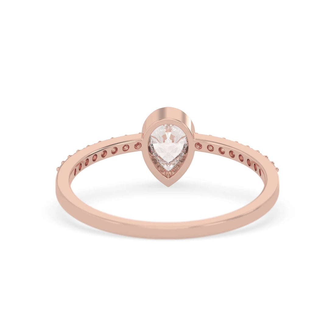 OctaPearl Pear Cut Bezel Set Lab Grown Diamond Pave Engagement Ring