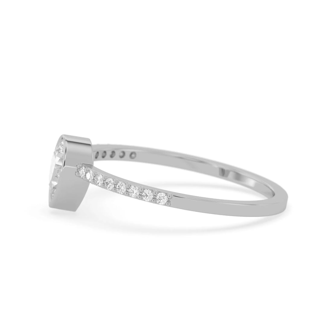 OctaPearl Pear Cut Bezel Set Lab Grown Diamond Pave Engagement Ring