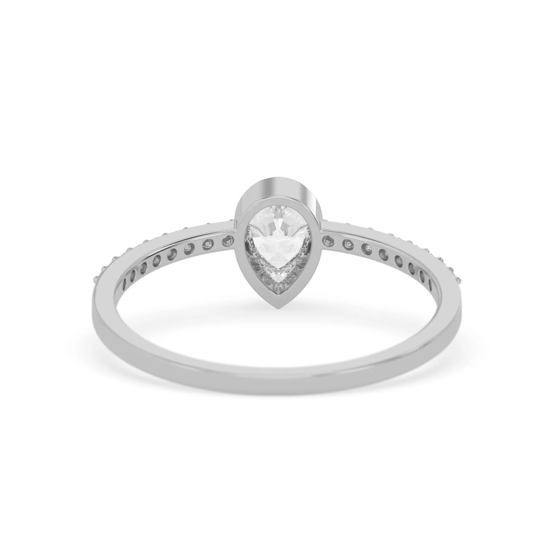 OctaPearl Pear Cut Bezel Set Lab Grown Diamond Pave Engagement Ring