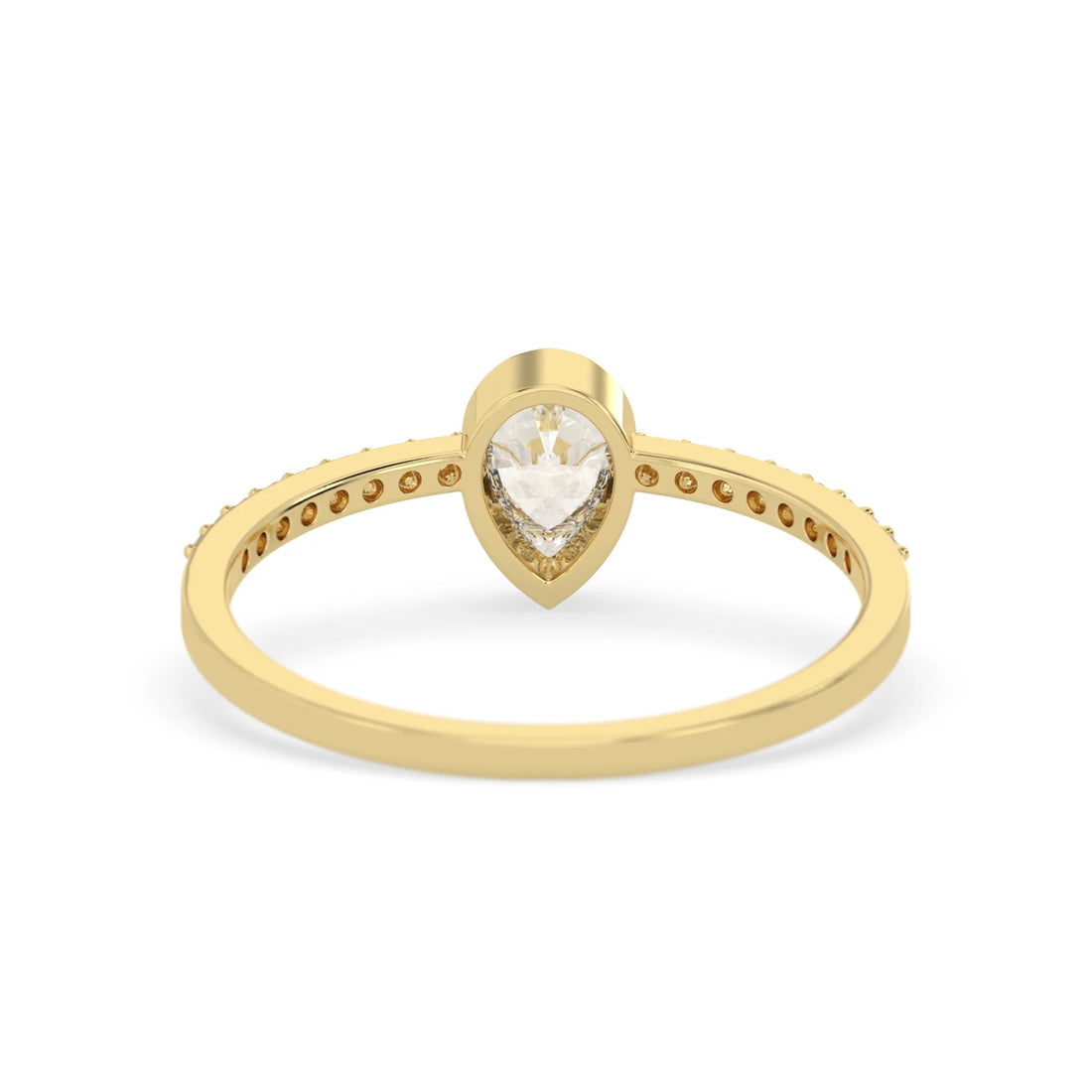 OctaPearl Pear Cut Bezel Set Lab Grown Diamond Pave Engagement Ring