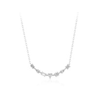 Multi Cut CZ Stone Curved Cable Chain Necklace