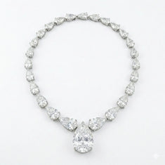Iced Out Pear Cut CZ Statement Necklace – Luxury Teardrop Diamond Look Choker for Women