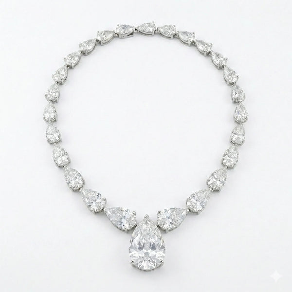 Iced Out Pear Cut CZ Statement Necklace – Luxury Teardrop Diamond Look Choker for Women