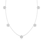14K White Gold Lab Grown Diamond Cluster Necklace: Dainty Flower Pendant