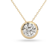 OctaPearl Round Bezel Set Lab Grown Diamond Solitaire Pendant Necklace